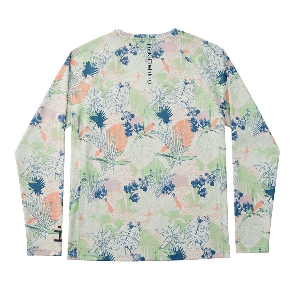 Huk Pursuit Performance Crew Women's XL Tropical Floral UPF 50+ Long Sleeve - Picture 3 of 4